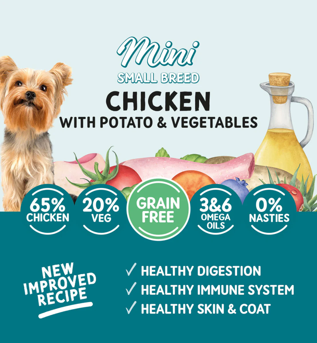 Adult Mini Dog Chicken with Potato and Vegetables - Grain Free Dog Food | 150g Pouches x 8 - Image 3