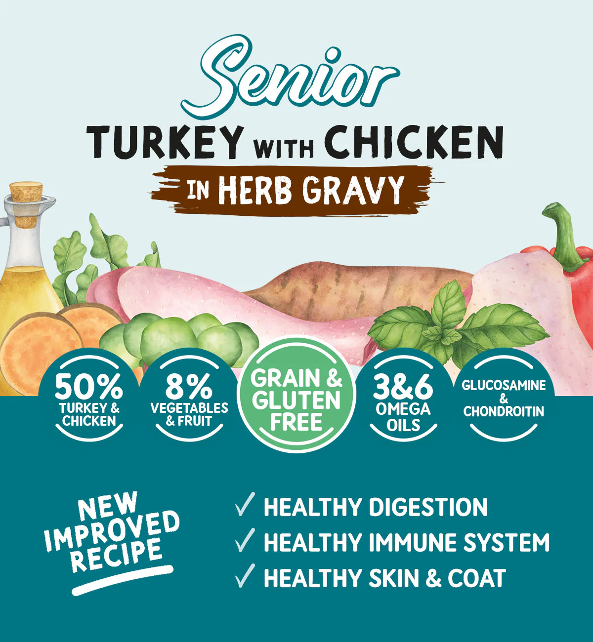 Senior Dog Turkey with Chicken in a Herb Gravy - Grain & Gluten Free Dog Food | 390g Cans x 12 - Image 3